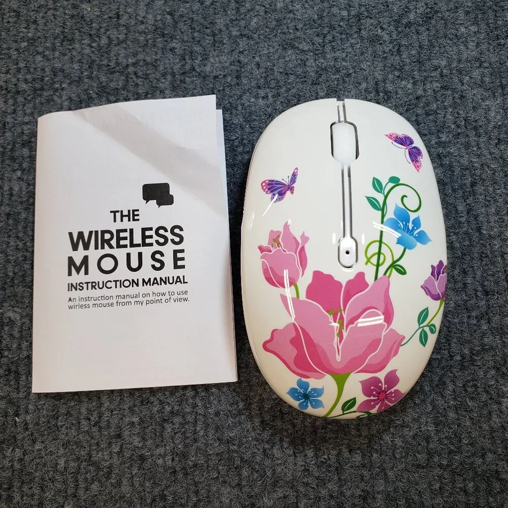 Share Wireless Mouse with Nano Receiver for PC, Mac. Flowers White Butterflies.